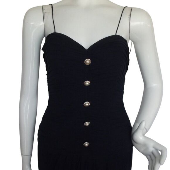 ST.GILLIAN Silk Dress, 6, Navy, Tiered Bodice, Layered Skirt. Spaghetti straps - Picture 2 of 15